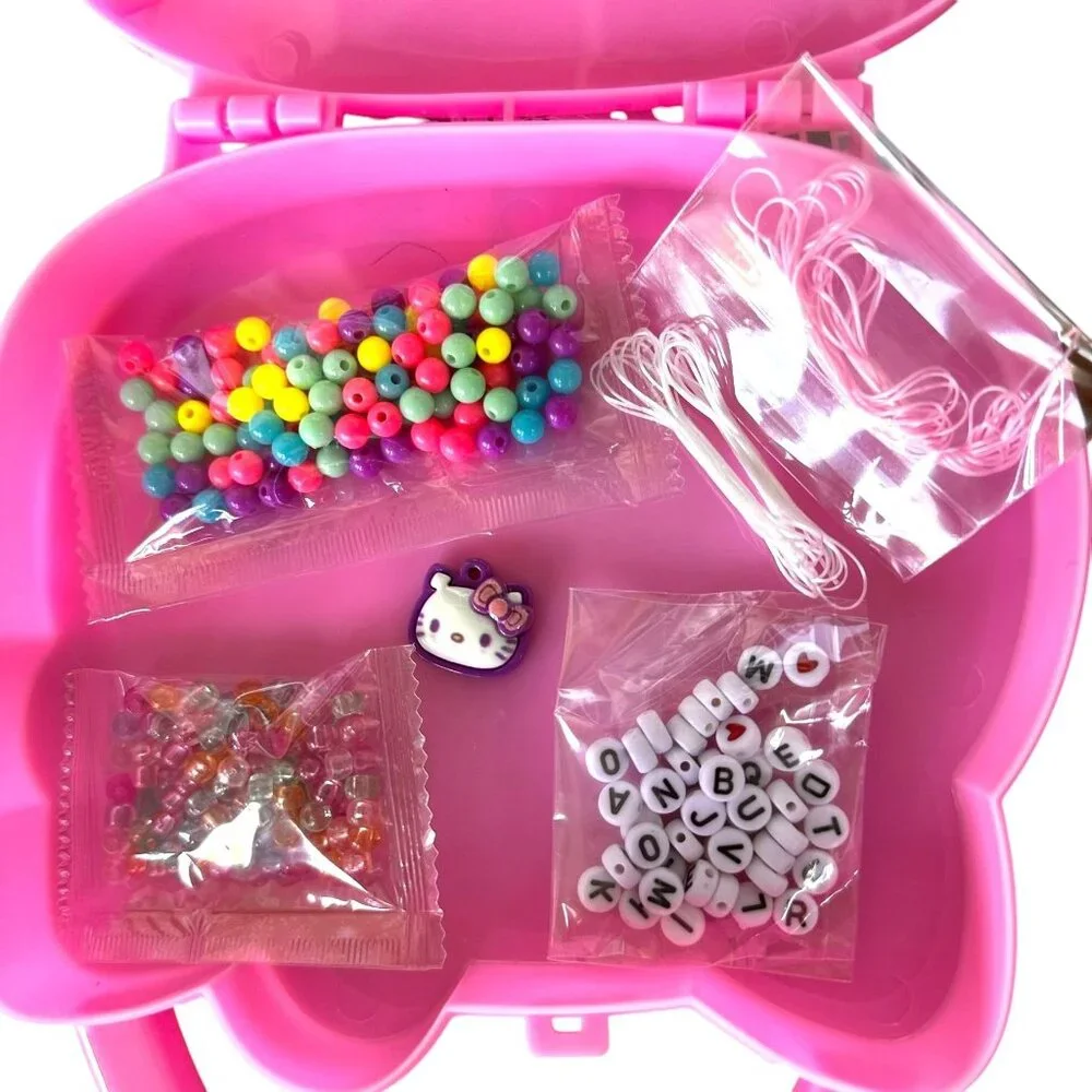 New Sanrio Hello Kitty Pink Jewelry Case With Acessories Craft Making DI…